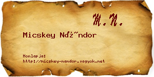 Micskey Nándor névjegykártya